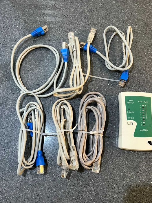 Tester sieciowy kabli zaciskarka wciskacz RJ45 zestaw