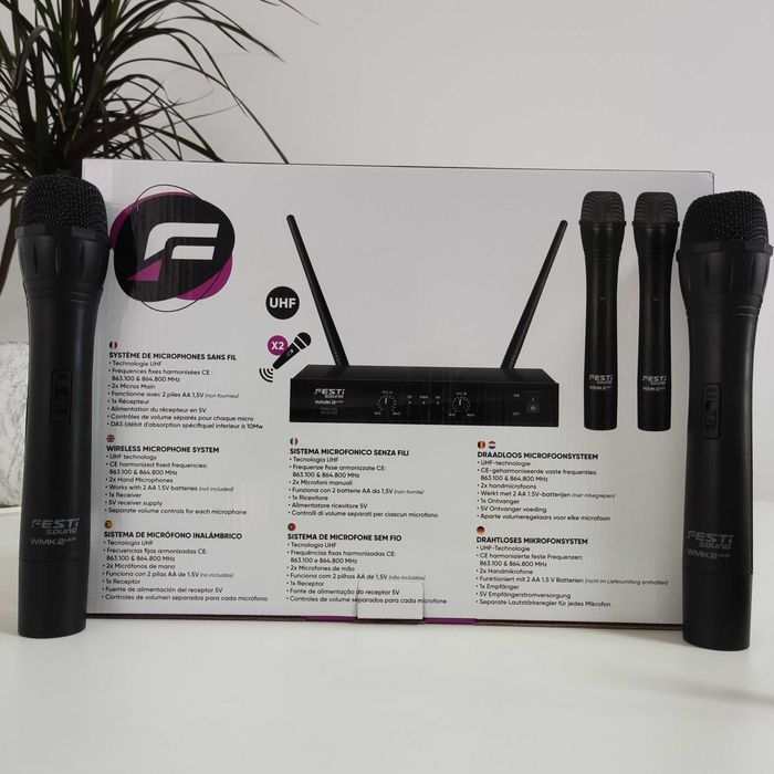 Kit Karaokê 2 Microfones Wireless + Receptor