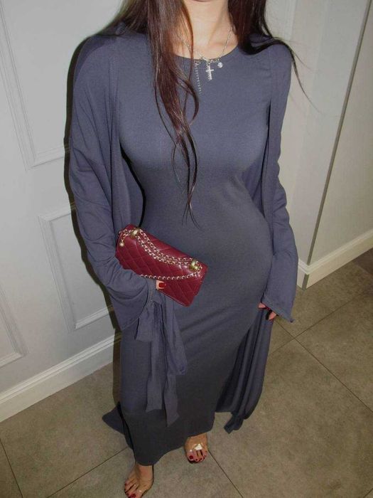 Комплект 2в1: максі сукня Skims та довгий кардиган платье