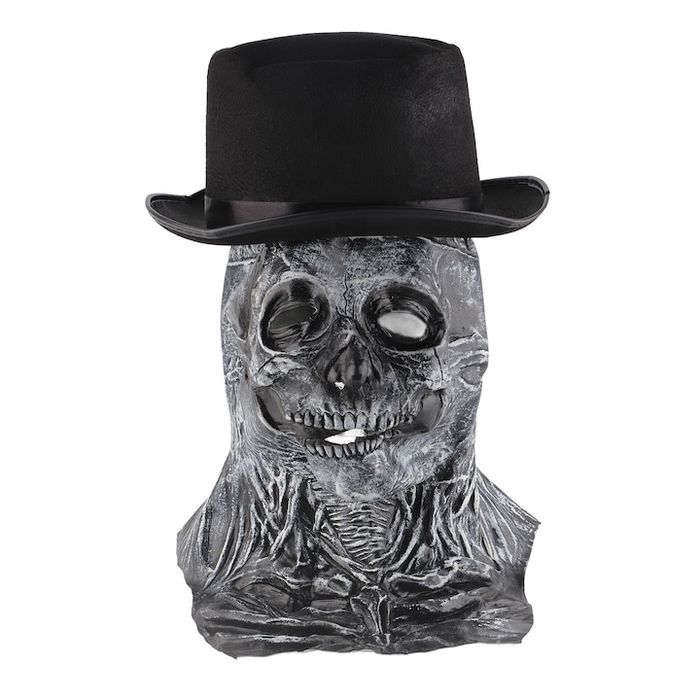 Маска на Хелловін із капелюхом, скелет, латекс, один розмір