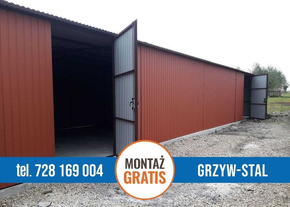 Duży Garaż Blaszany Grafit – Wiata – Hala – Magazyn  – GRZYWSTAL*