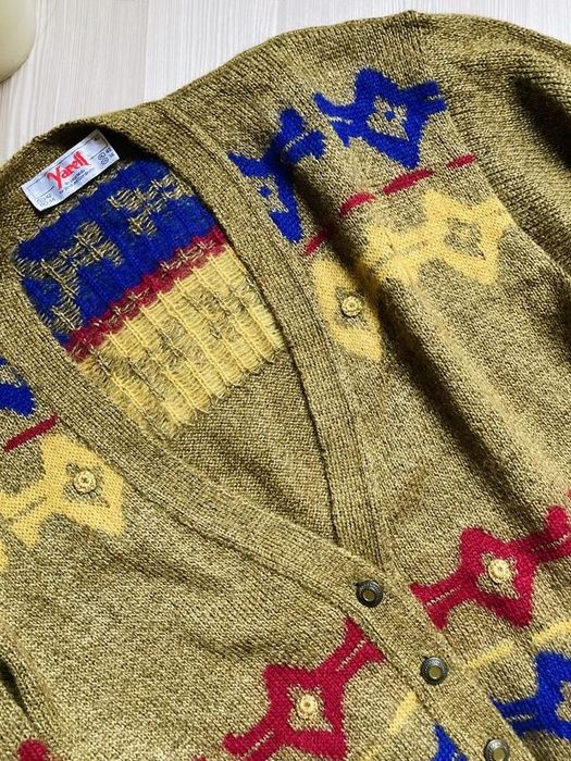 Винтажная тёплая шерстяная  вязаная кофта кардиган