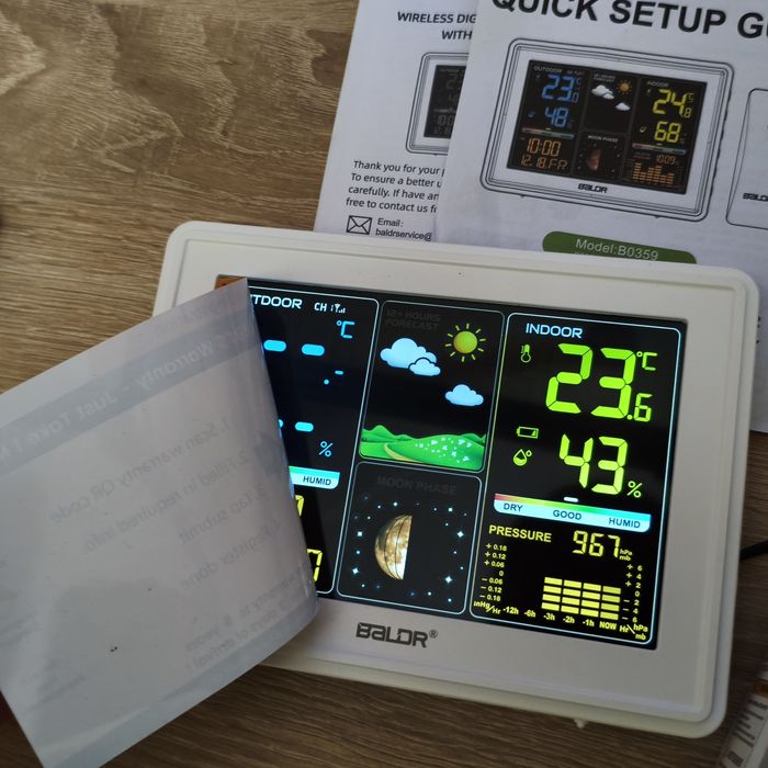 Метеостанція BALDR B0359 з барометром та вуличним датчиком (100м)