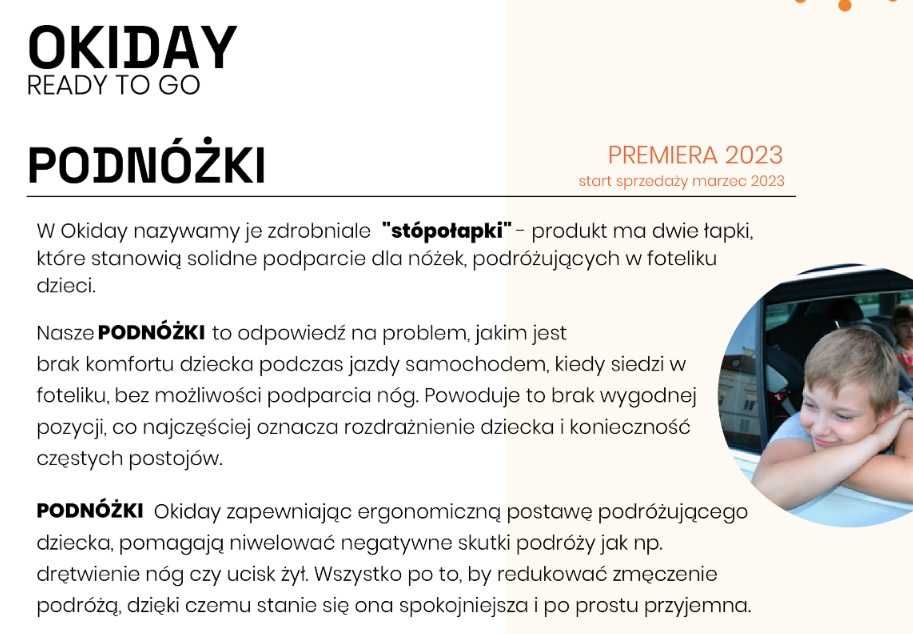 Okiday – podnóżek do fotelików samochodowych