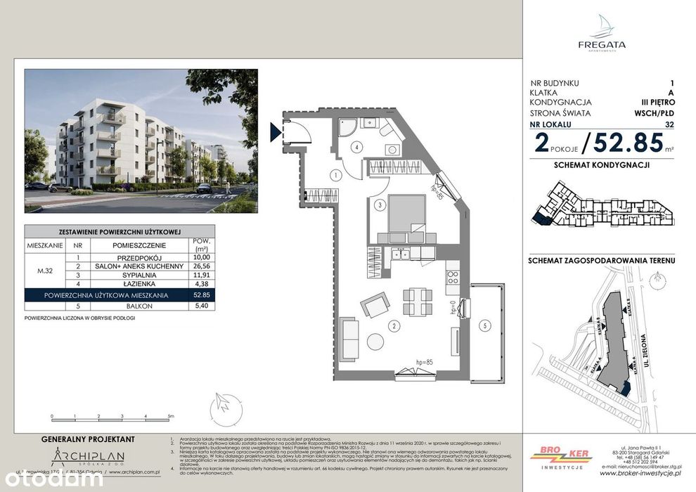 2-pokojowe mieszkanie 52m2 + balkon