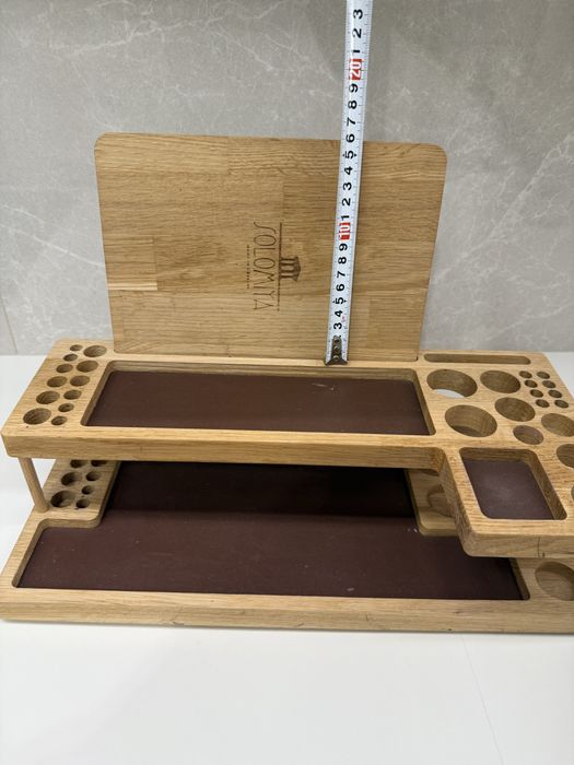 Органайзер косметичний деревʼяний з дзеркалом (для косметики, пензлів)