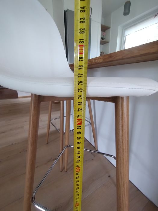 Krzesła stołki barowe 76 cm białe miękkie nowe
