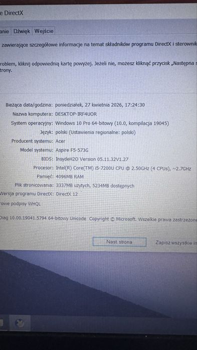 Laptop acer f5 573