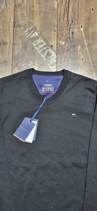 Czarny sweter męski bawełna premium logo th L