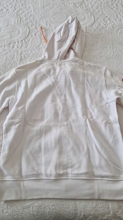 Sweatshirt Optimus branca, capucho e fecho de correr, tamanho S