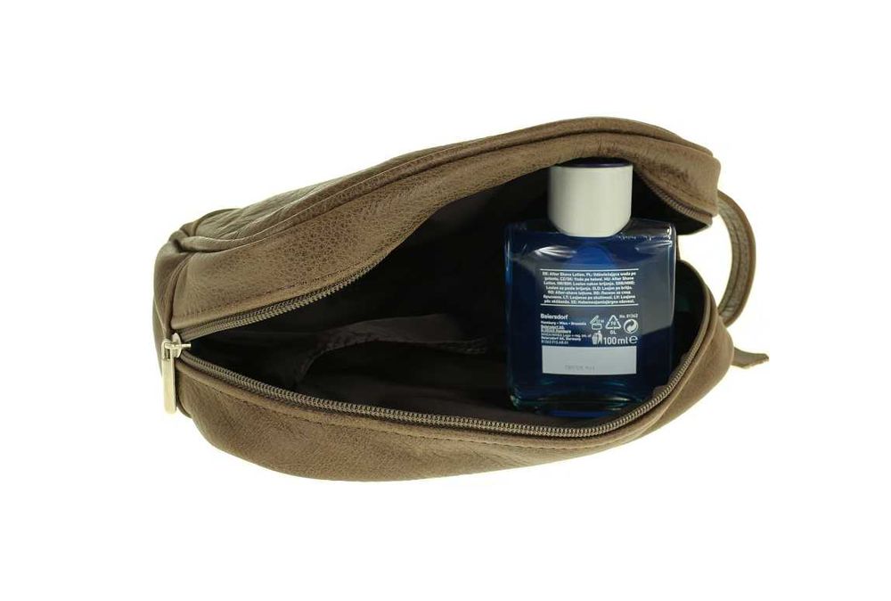 Duża czarna męska kosmetyczka skórzana pojemna skóra naturalna