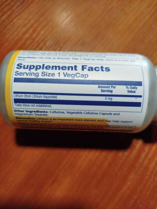 БАД Solaray lithium aspartate