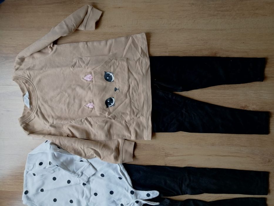 Zestaw spodnie getry bluzy tunika hm 110/116 sarenka kropki