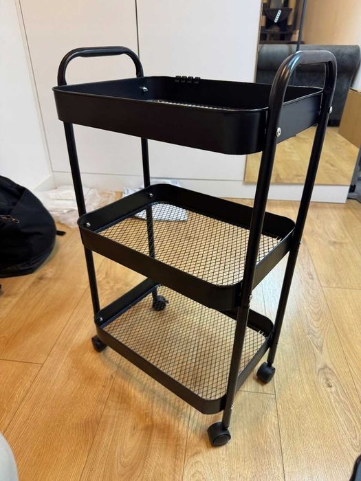 Wózek kuchenny metalowy czarny 3 półki