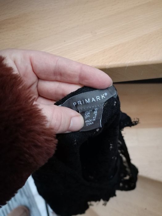 Body na ramiączkach czarne koronka suwak zatrzaski seksi Primark 38/M