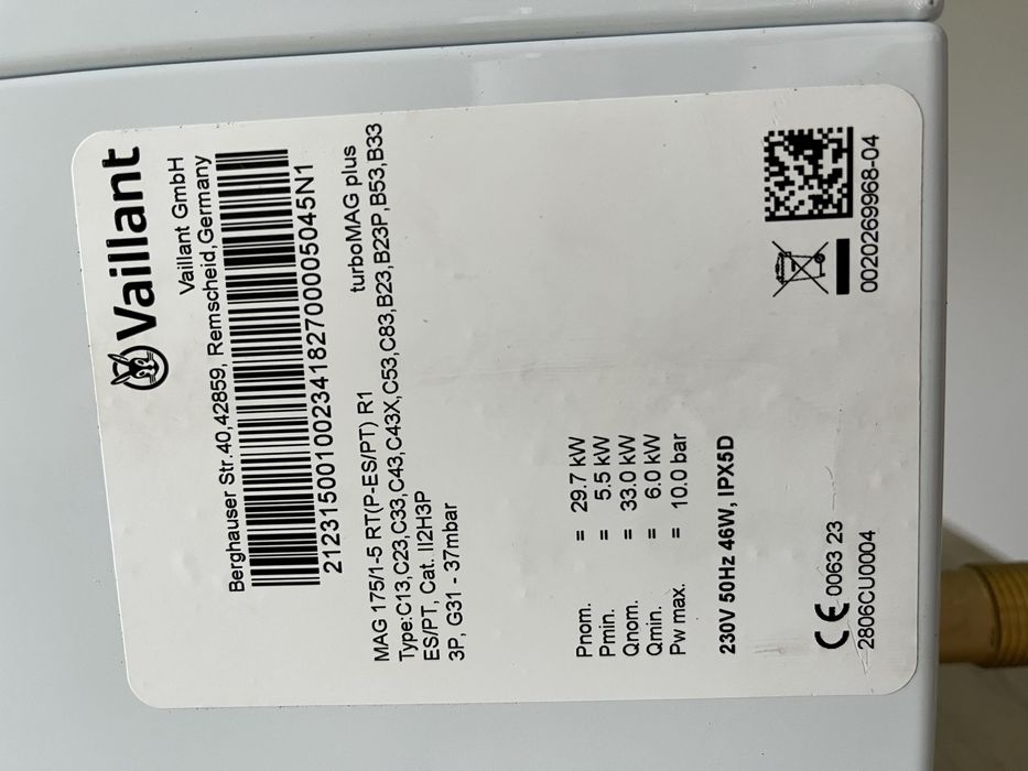 Esquentador gás 17 Litros, estanque e termostático, tecnologia lowNOX