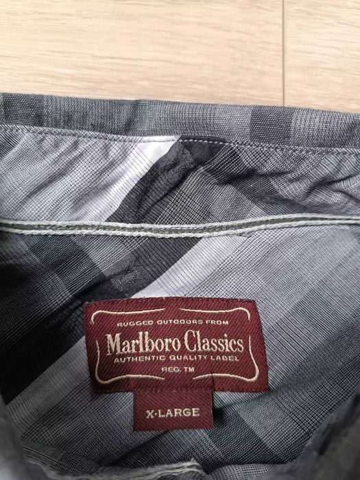 Koszula krata długi rękaw guziki kołnierzyk kieszonki bawełna 'Marlboro Classic' XL