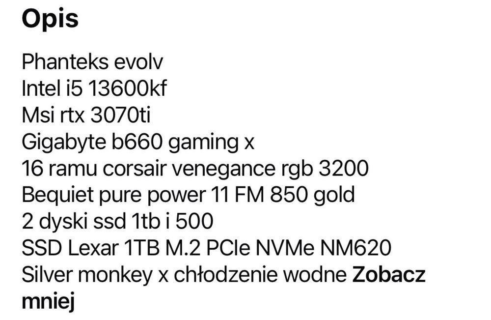 Wydajny Komputer Gamingowy | i5-13600KF | RTX 3070 Ti | 1.5TB SSD M.2 | AIO | Phanteks