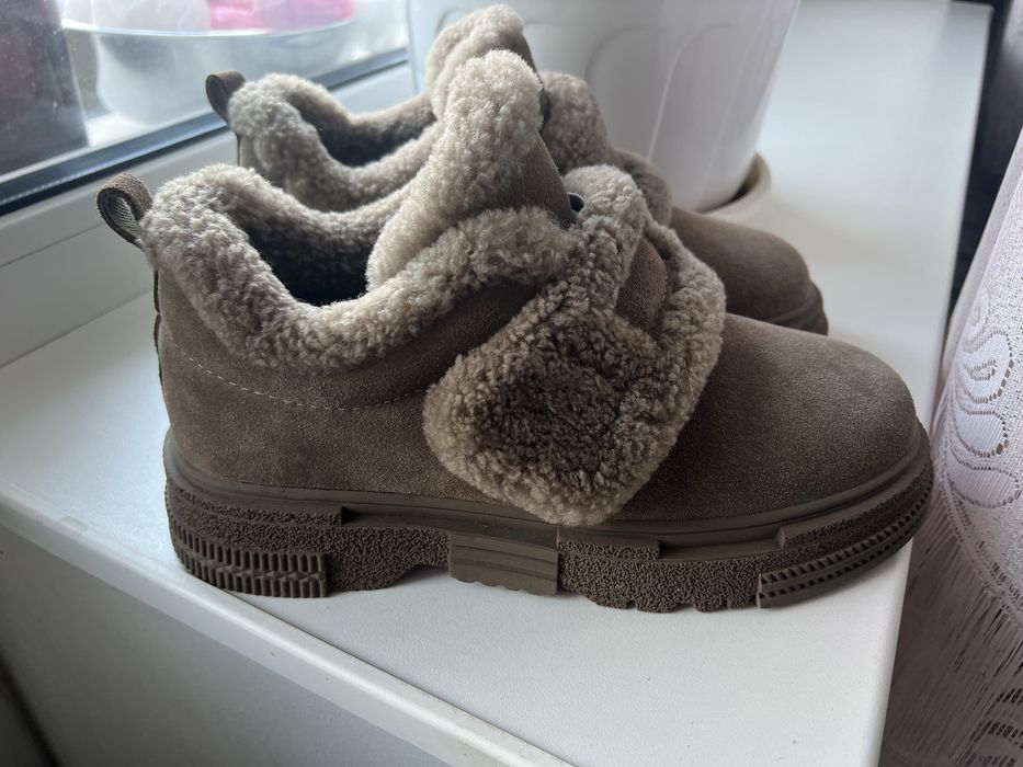 Ботінки, кросівки зимові бежеві натуральна замша