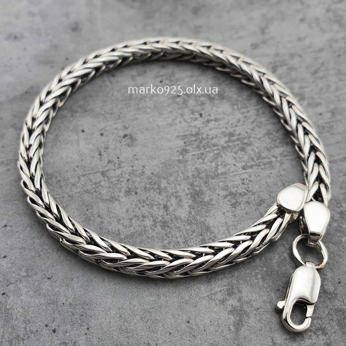 Стильний срібний чоловічий браслет на руку Хвіст Дракона 925 проба