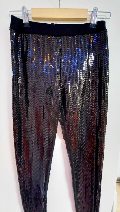 NEXT rozm. 34 / XS czarne cekinowe leginsy glamour