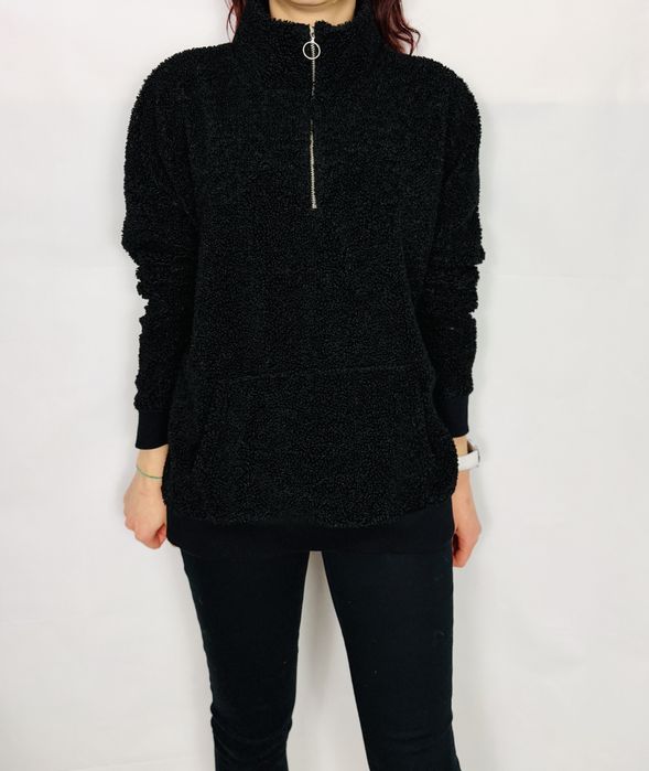 Czarna bluza baranek z zamkiem L 40 Papaya