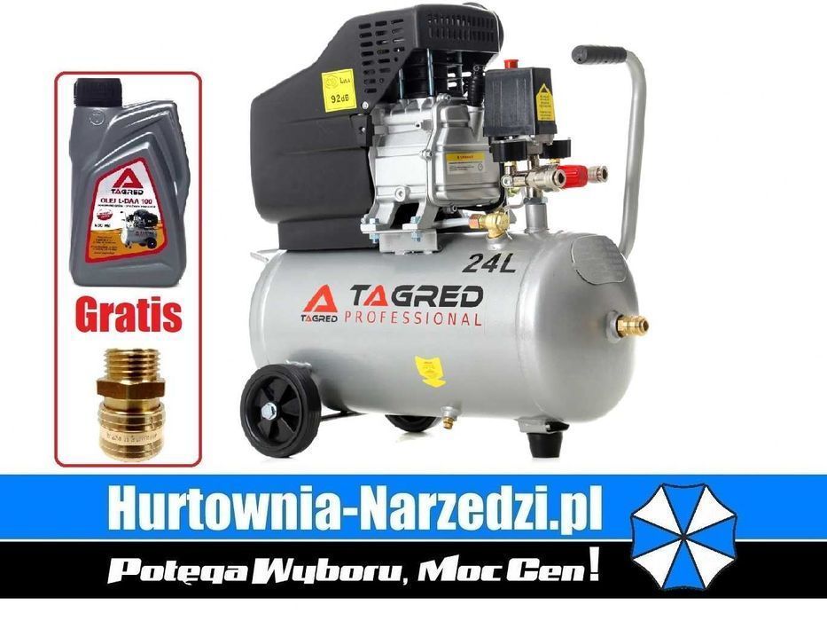 GRATISY Kompresor Olejowy 24L 230V Tagred TA300N sprężarka olejowa 24l