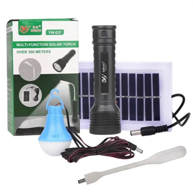 Комплект! Акумуляторний ліхтар 4в1 з лампами та сонячною панеллю YW-03