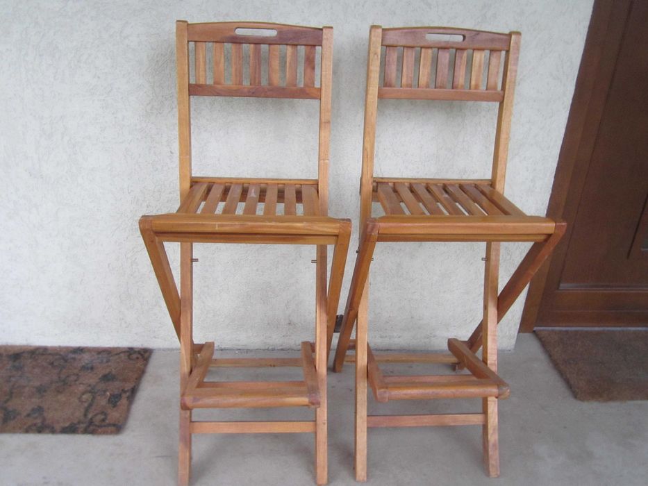 Składane Krzesła Barowe 2 Szt. lite drewno tekowe