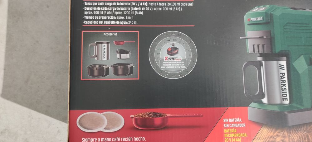 Máquina de café a bateria Parkside