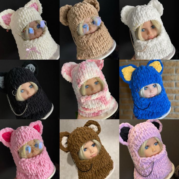 Балаклава детская/взрослая с ушами зайца,мишки,кота,шлем,тренд TikTok