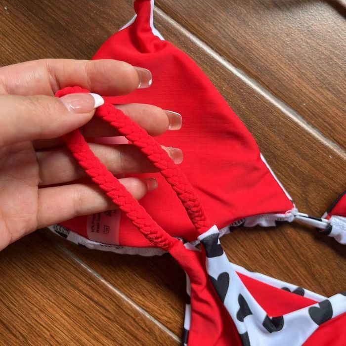 Dwuczęściowy Strój Kąpielowy Mikro Bikini Sexy Stringi w Serca - L