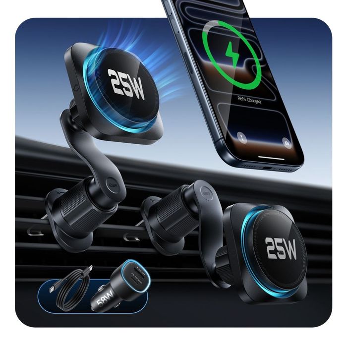 ESR OMNILOCK CRYOBOOST MAGNETIC MAGSAFE VENT CAR MOUNT WIRLESSS CHARGER QI2.2 25W BLACK