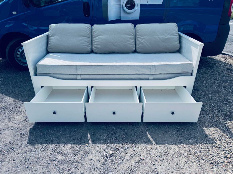 IKEA HEMNES Leżanka Łóżko z 3 szufladami, 2 materace , 3 poduszki białe Transport