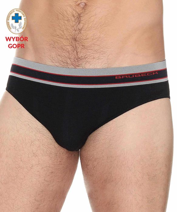 Majtki męskie slipy Brubeck termoaktywne merino S czarne ciepłe