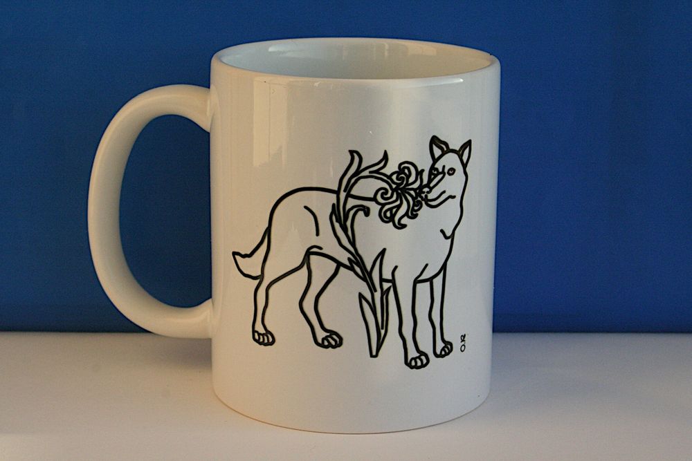 Чашка керамічна біла "Білий вовк"