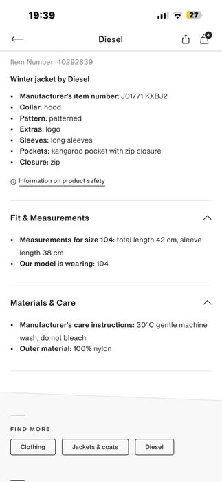 Куртка розовая diesel