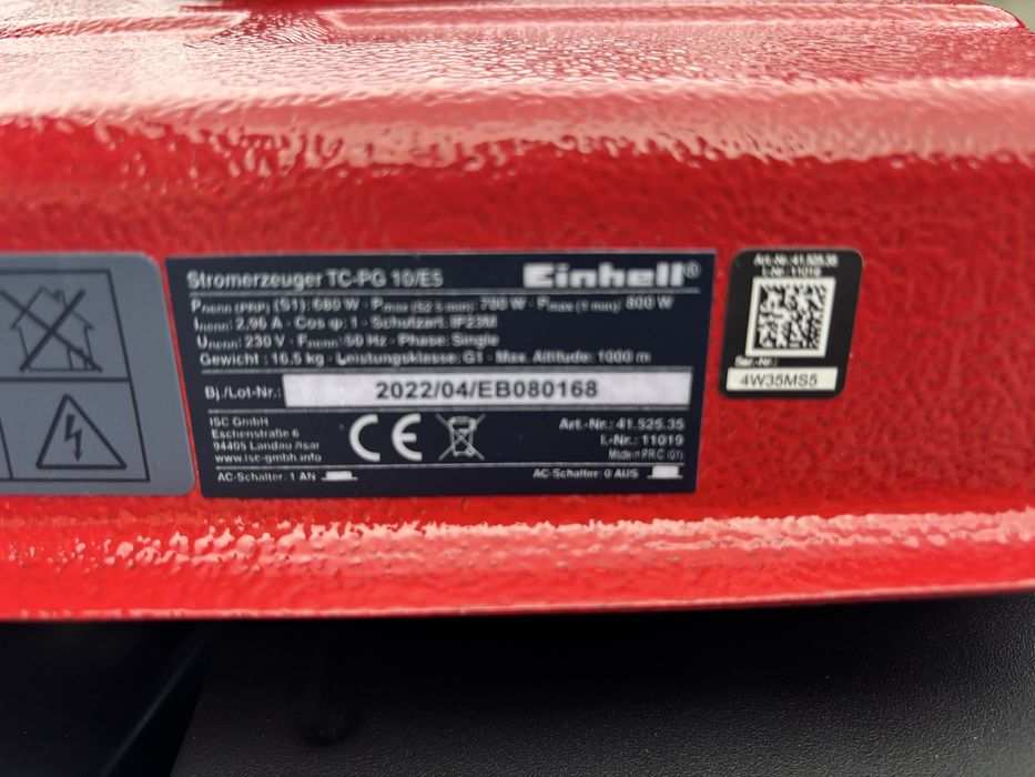 Agregat prądotwórczy przenośny Einhell 1000 W benzyna TC-PG 10/E5