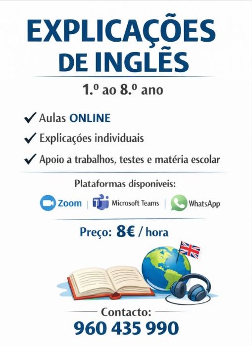 Explicações de Ingles do 1ºano ate ao 8ºano