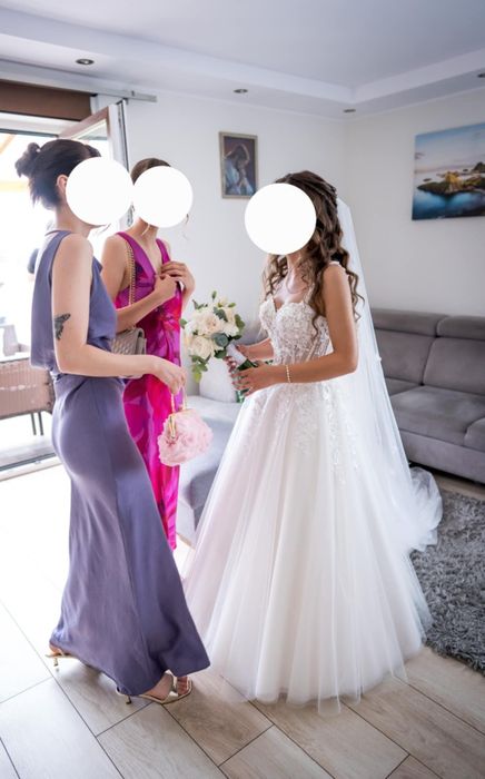 SUKNIA ŚLUBNA XS na 160cm piękna kwiaty