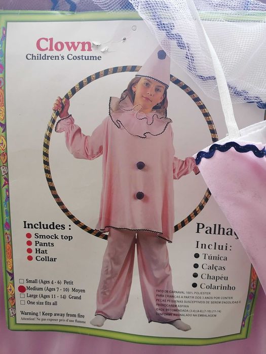 Traje de Carnaval Criança 7 anos Palhaço cor de rosa, novo