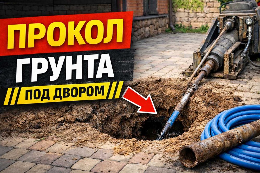 ПРОКОЛ ГРУНТА под дорогой, горизонтальное бурение, ГНБ, Бестраншейная прокладка труб, Врезка в водопровод, Замена водопровода в Частном Доме