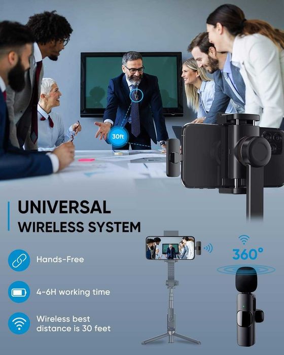 DayDup Microfone de lapela sem fios para iPhone/iOS/Android...