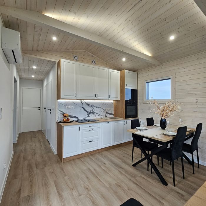 Domek mobilny na kołach Nowy Wyposażony drewniany na zgłoszenie