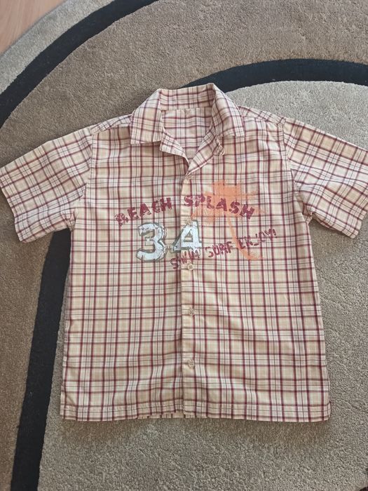 Koszula w kratę z krótkim rękawem r.122/128