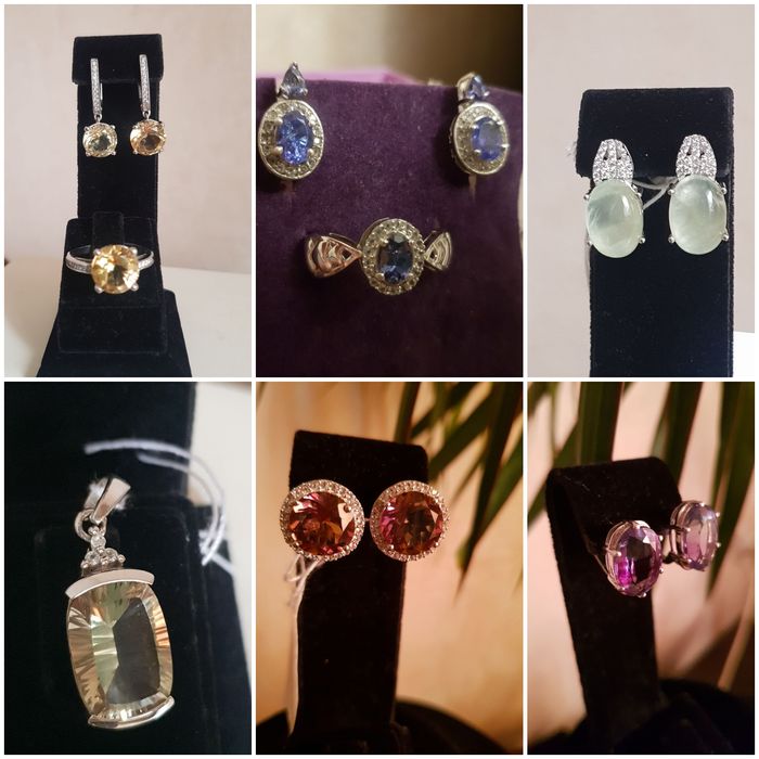 Серебрянные сережки кольца комплекты