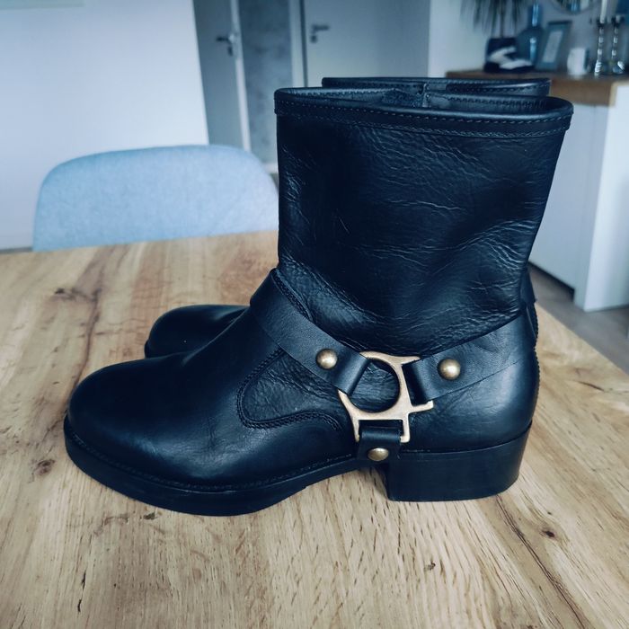 Botki belstaff czarne 40 skórzane