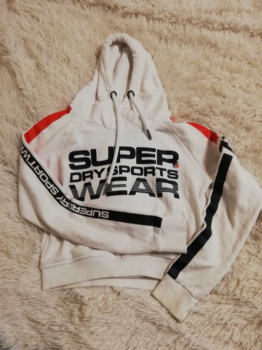 bluza Superdry S 36 biała z kapturem krótka bluza Superdry xs s