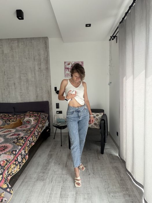 Джинси Mom Fit світло-блакитні високої посадки 100% cotton р.36
