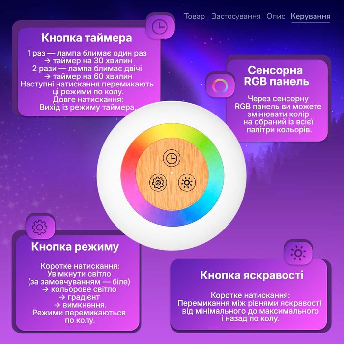 Портативний світильник Smarti Aura нічник лампа акумуляторна
